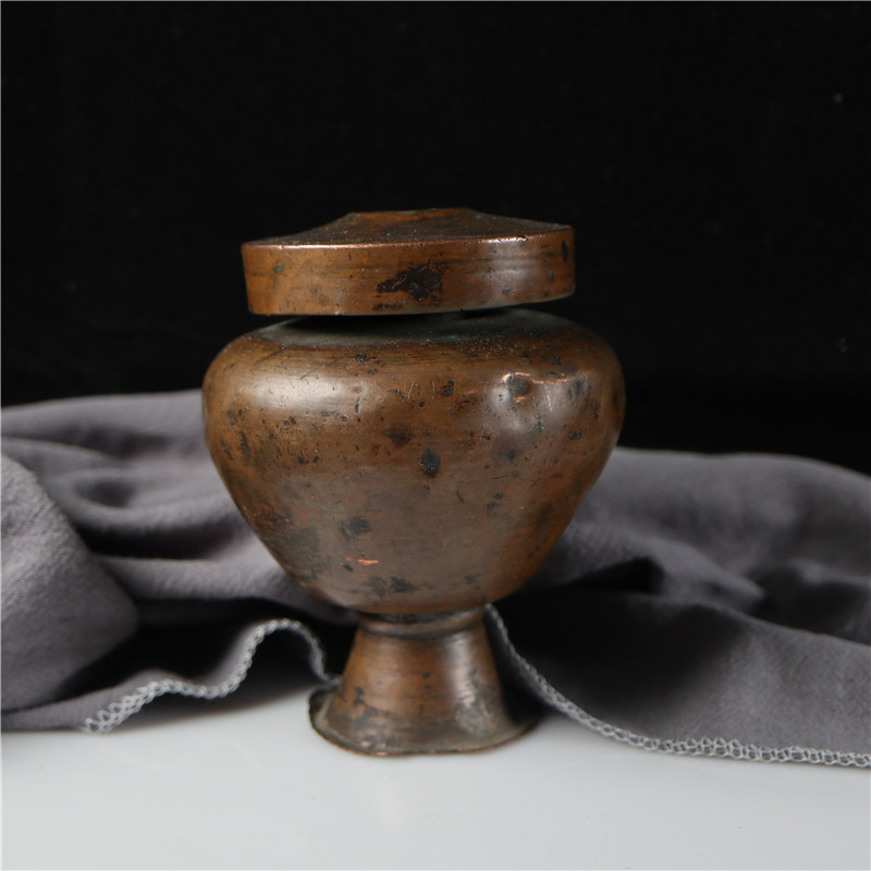 高级别包老西藏特色纯铜老墨水瓶贵族专用藏式民族风铜瓶