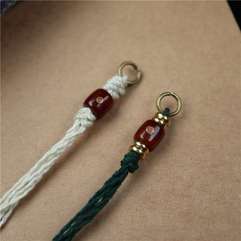 天然牦牛骨手编流苏文玩侧挂坠小元素挂件星月菩提卡子佛珠配饰件