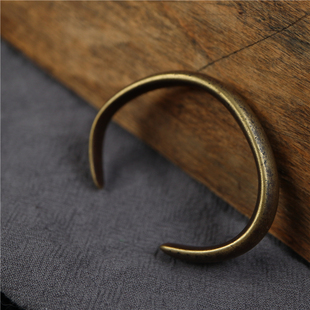 包老清代藏区利玛铜手镯老镯子清代开口镯材质压手