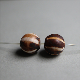 尼泊尔手工硅化木化石木变石邦提克迪克天珠diy手串散珠配串项链