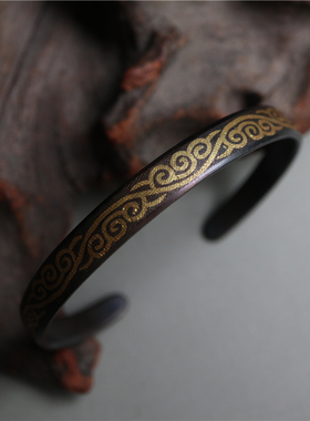 西藏特色民族风铁雕错金手镯