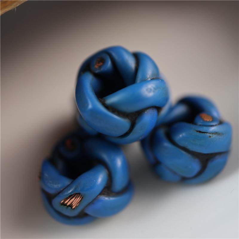 11mm正蓝色西藏式手编电线圈配珠文玩手串隔珠散珠藏式小元素