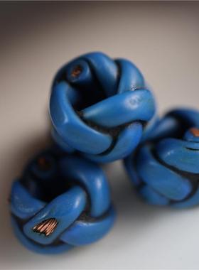 11mm正蓝色西藏式手编电线圈配珠文玩手串隔珠散珠藏式小元素