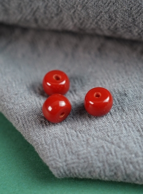 约10mm深红色料器隔珠精工藏式老型散珠树脂混合红料配珠手串腰珠