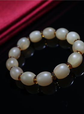 保真天然羊角珠单圈手串藏式文玩桶珠油润细腻羊角串