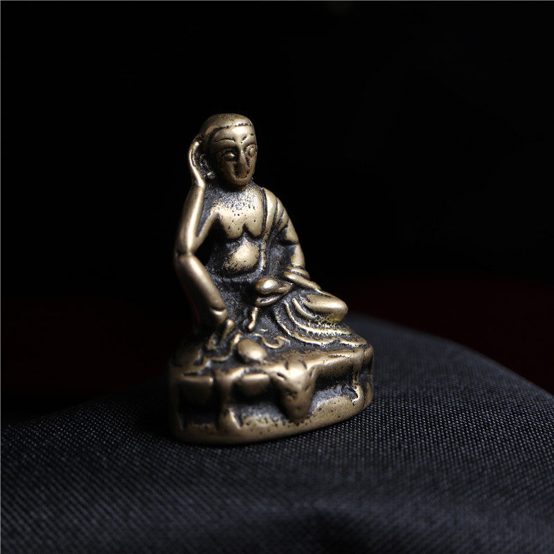 精品小年份纯铜西藏上师大师大成就者米拉日巴铜造像展示陈列件