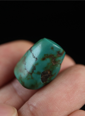 西藏传世佩戴爆老油润原矿随形老松石散珠吊坠配串顶珠锁骨链SS15