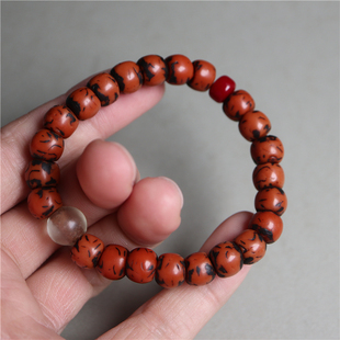 〓包老〓百年清代西藏特色老曲扎手工老料器手串少见雕工藏区老串