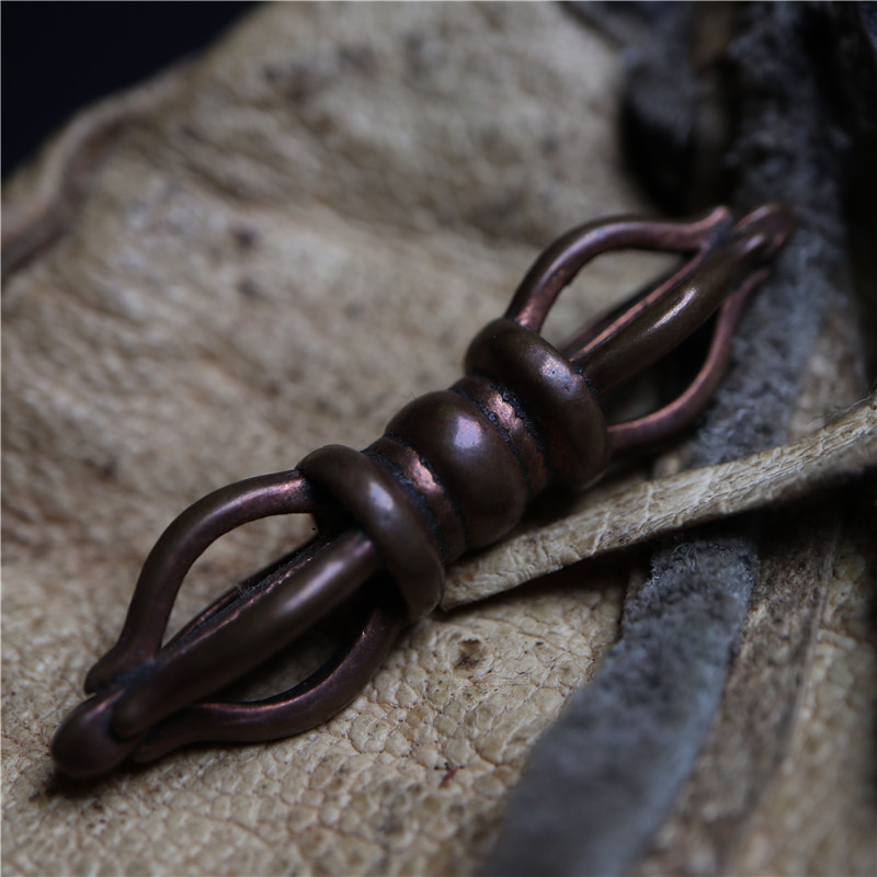 精工藏式民族风五股金刚杵吊坠西藏民复刻紫铜随身小杵护身项坠饰