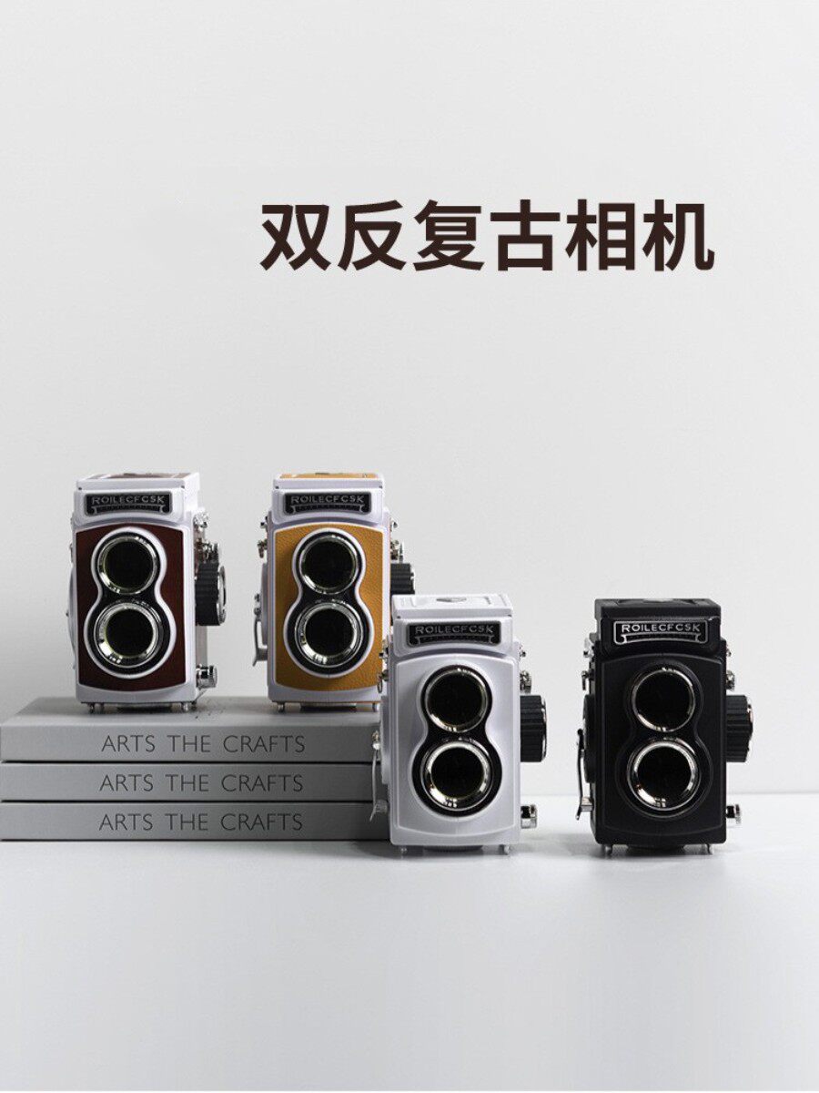 覆古双反相机模型样板间书房书桌摆件飘窗装饰品彷真道具摄影主题