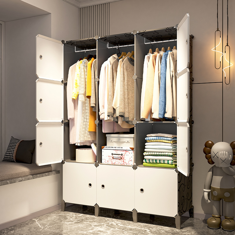 简易衣柜家用卧室组装塑料结实耐用出租房屋经济型收纳柜子储物柜