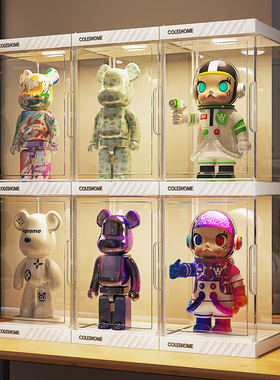 透明盲盒收纳展示架蔻丝适用泡泡玛特400Molly手办柜暴力熊展示盒