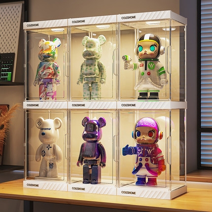 透明盲盒收纳展示架蔻丝适用泡泡玛特400Molly手办柜暴力熊展示盒