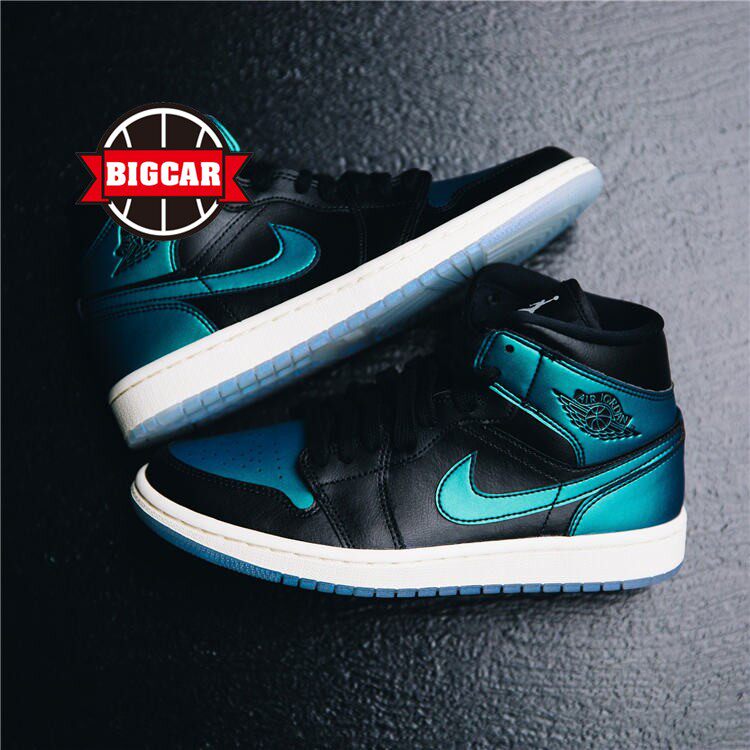 air jordan 1 mid aj1 黑绿松石 变色龙白灰 bq6472-009 602 015