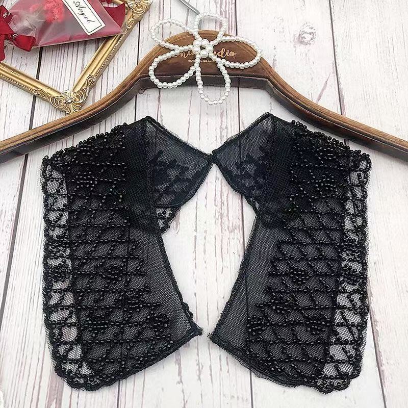 特价处理欧根纱绣珠假领子韩版蕾丝几何绣连衣裙衬衫装饰衣领