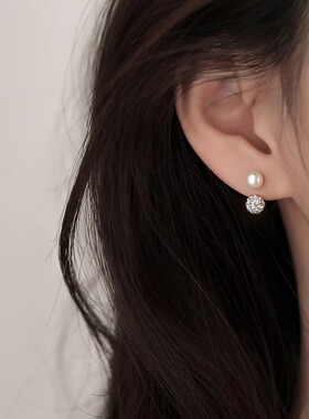 S925纯银天然淡水珍珠耳钉轻奢高级感精致耳饰