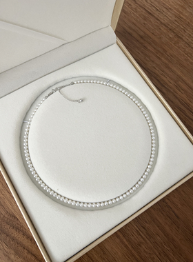 强光淡水ak小米珠珍珠项链baby珠锁骨链S925银扣4-5mm近圆