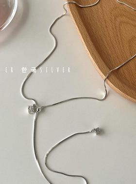 韩国ins冷淡s925纯银蛇骨项链