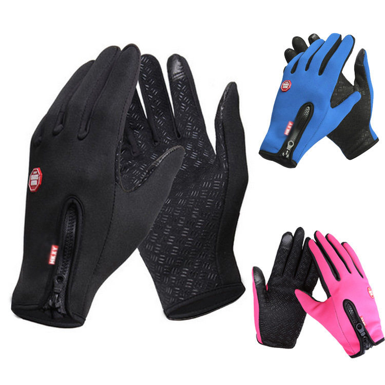 AUTUMN AND WINTER CYCLING MEN AND WOMEN FLEECE WINDPROOF WARM TOUCH SCREEN GLOVES OUTDOOR MOUNTAINEERING SKIING CYCLING ZIPPER GLOVES