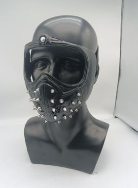 万圣节黑恶魔COS动漫看门狗柳钉舞会表演黑色下半脸网眼面具新款