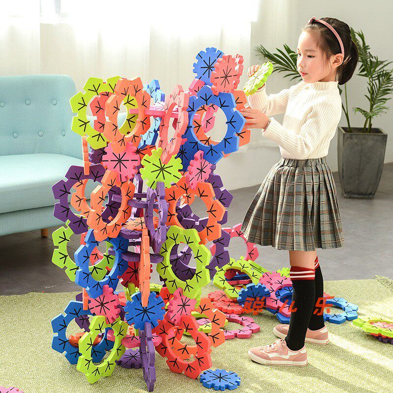 雪花片60片幼儿园儿童EVA软体泡沫大型拼插地面积木玩具