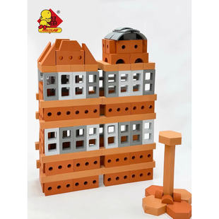 砖构建构大师1700灰岩城堡积木幼儿园儿童eva巨型砖瓦拼插积木