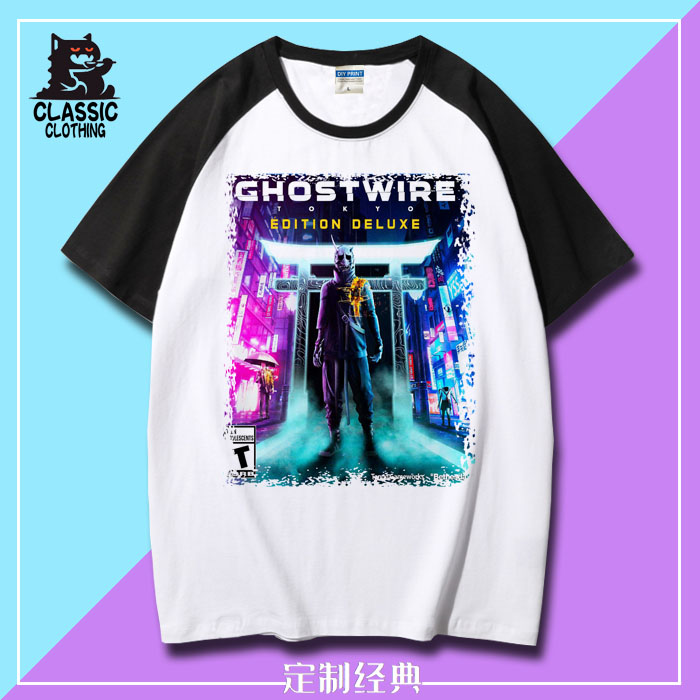 幽灵线 东京 般若 Ghostwire Tokyo 衣服夏宽松男女短袖T恤衫半袖
