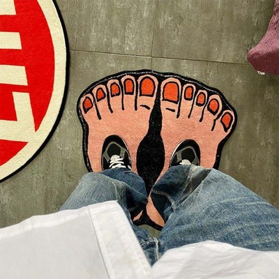 美式仿羊绒地毯客厅耐脏易打理潮酷脚丫地垫吸水防滑垫