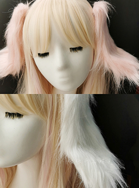 原创手作洛丽塔仿真兽耳KC长毛兔耳垂耳发饰发箍Lolita毛绒可折叠
