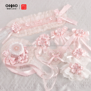 原创手作Lolita头饰樱花树下 礼帽 告白发带边夹洛丽塔风格