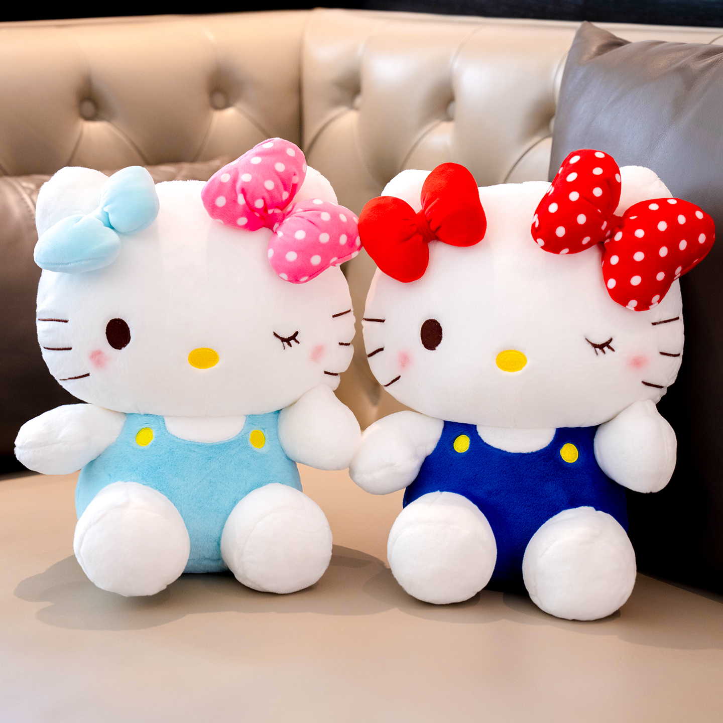 正版双蝴蝶结KT猫咪毛绒玩偶公仔