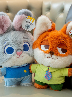 正版疯狂动物城兔子朱迪公仔狐狸尼克玩偶闪电毛绒玩具可爱男女孩