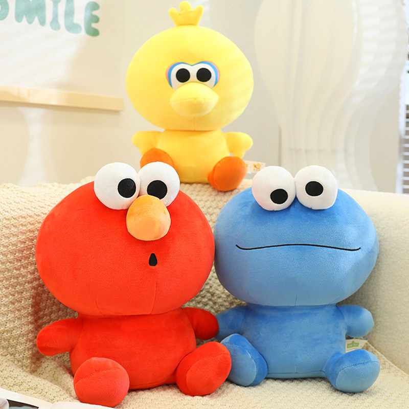 正版q版芝麻街公仔甜饼怪大鸟玩偶睡觉抱艾摩布娃娃女孩生日礼物