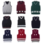 儿童毛衣马甲针织背心春秋女小学生班服学院风校服毛坎马夹中大童