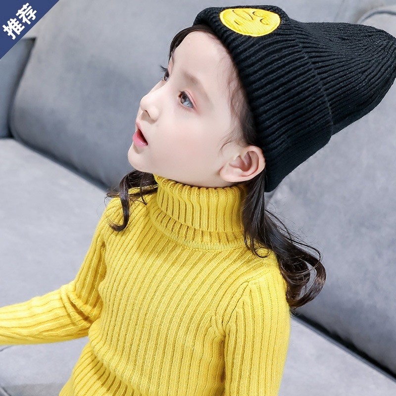 儿童毛衣女童中大童装小学生女孩修身弹力加绒加厚打底针织衫白色