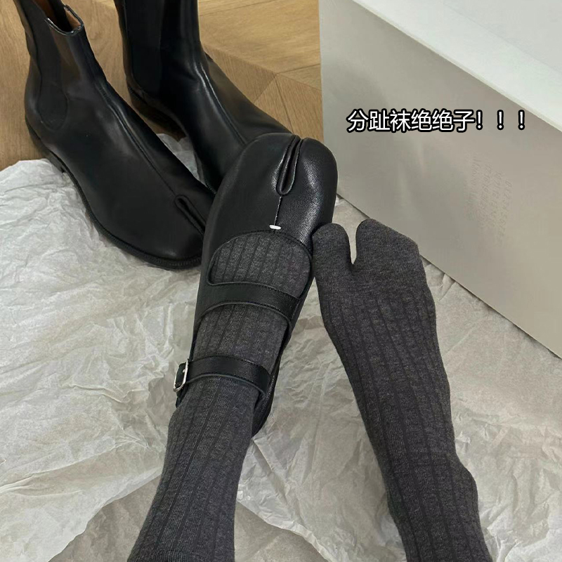 LikeSock日系宽竖条纹纯色二趾袜极简基础款分趾袜Tabi女鞋搭配袜