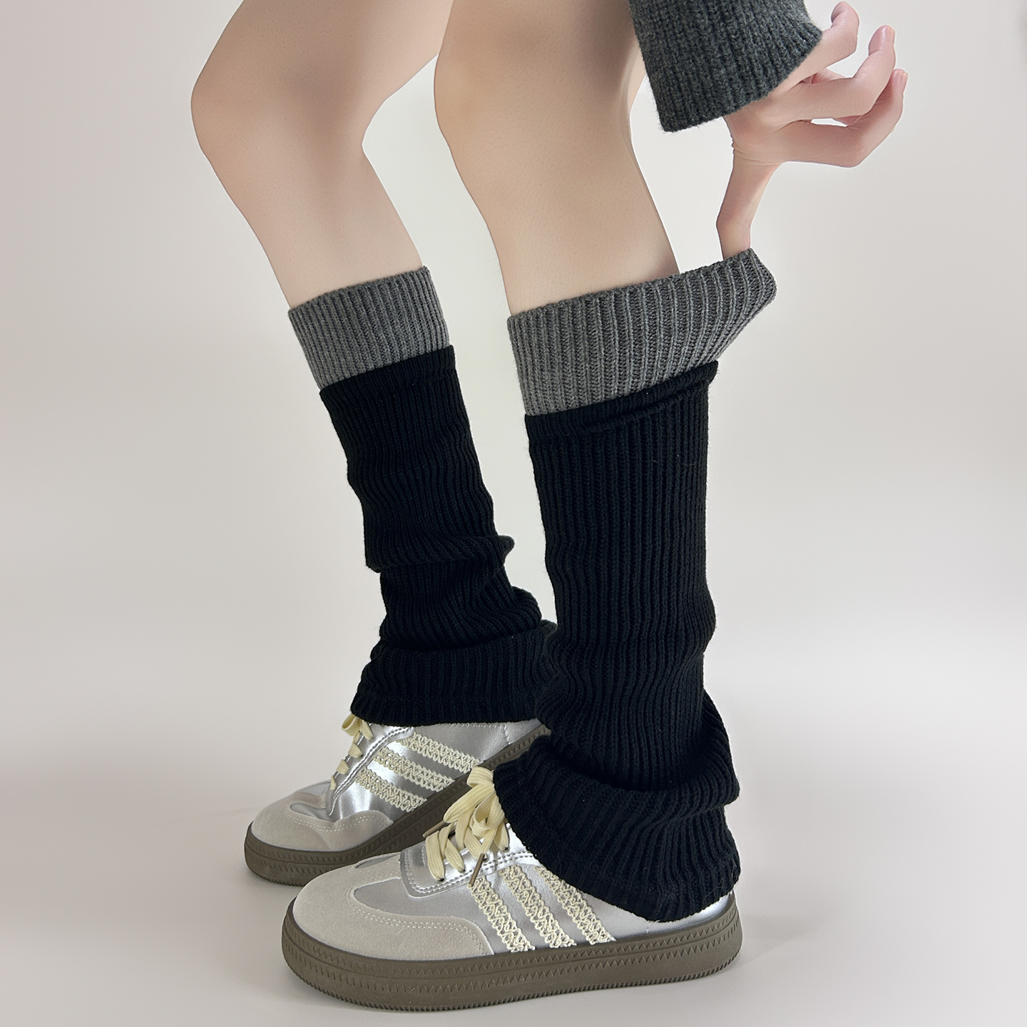 灰色羊毛袜套堆堆春秋新品显瘦小腿袜子女秋冬保暖护腿中筒腿套