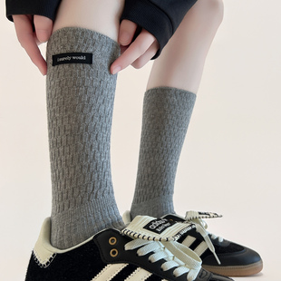 堆堆袜子女高筒秋冬新品 ins风慵懒绵羊毛潮流显瘦中筒女生长袜子