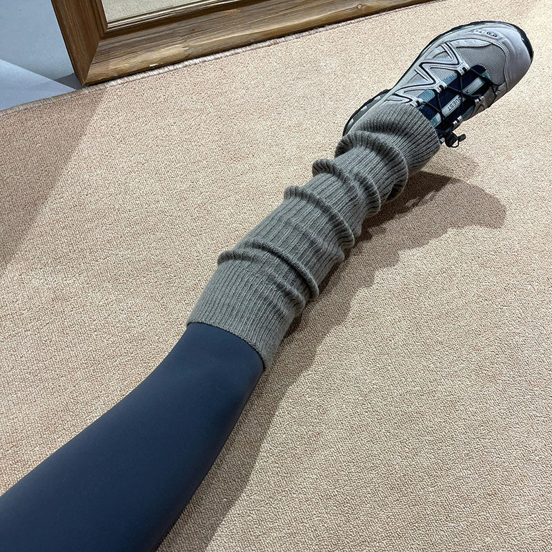 冬季加厚堆堆袜套加绒瑜伽护烟灰色小腿袜套百搭纯色女生保暖脚套