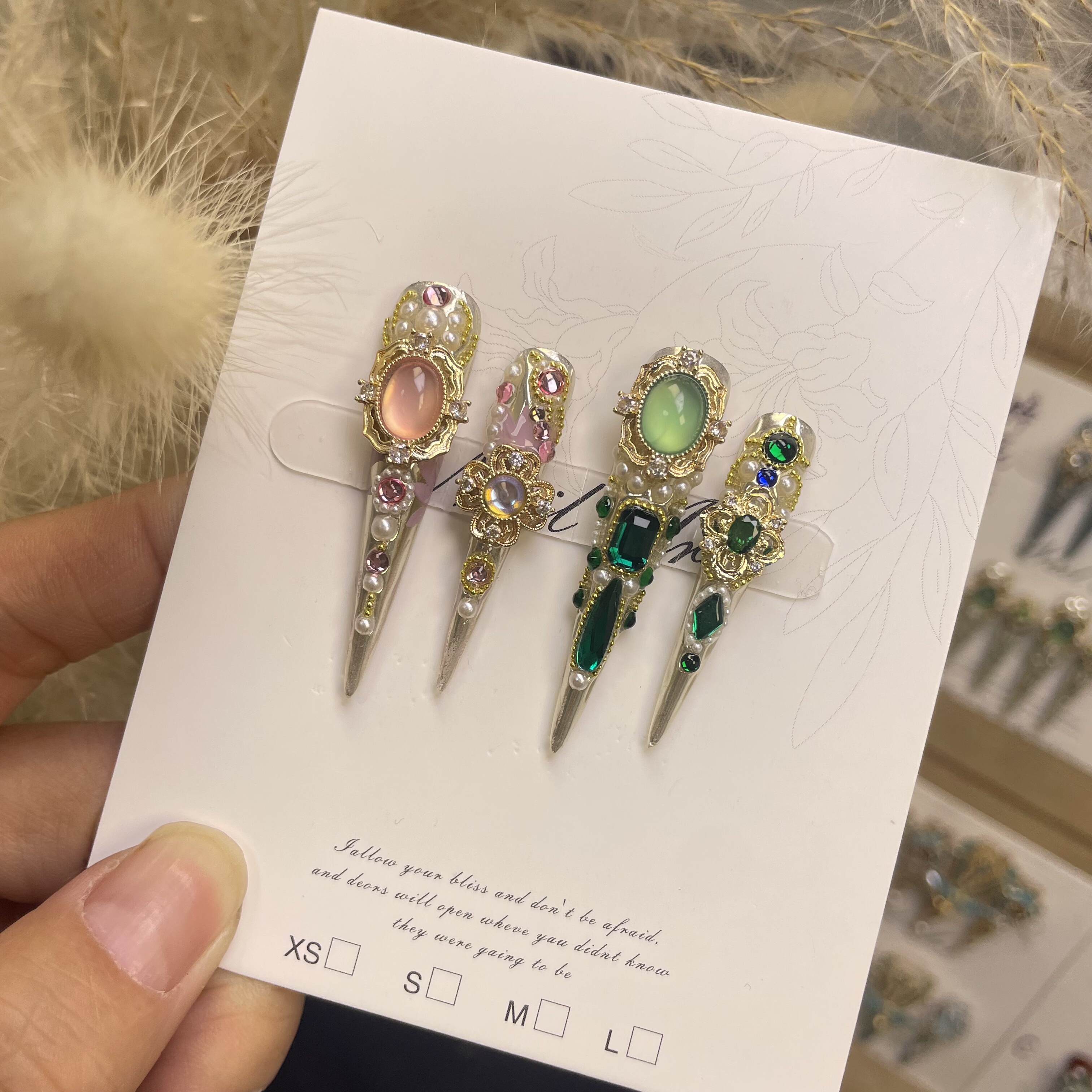 熹贵妃 春夏新款猫眼石手绘宫廷穿戴甲贵妃嬛嬛美甲温柔清新日常