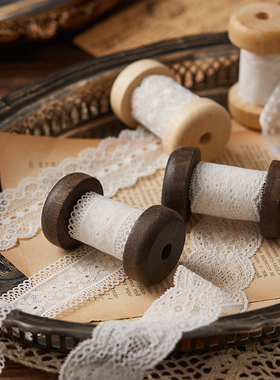 复古蕾丝木线轴婚礼婚庆摆件装饰ins静物拍摄道具花艺装饰丝带