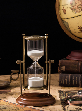 沙漏计时器创意金属摆件生日礼物复古书房客厅家居装饰生日礼物