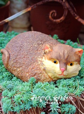 田园可爱风猫咪花盆窗台装饰摆件
