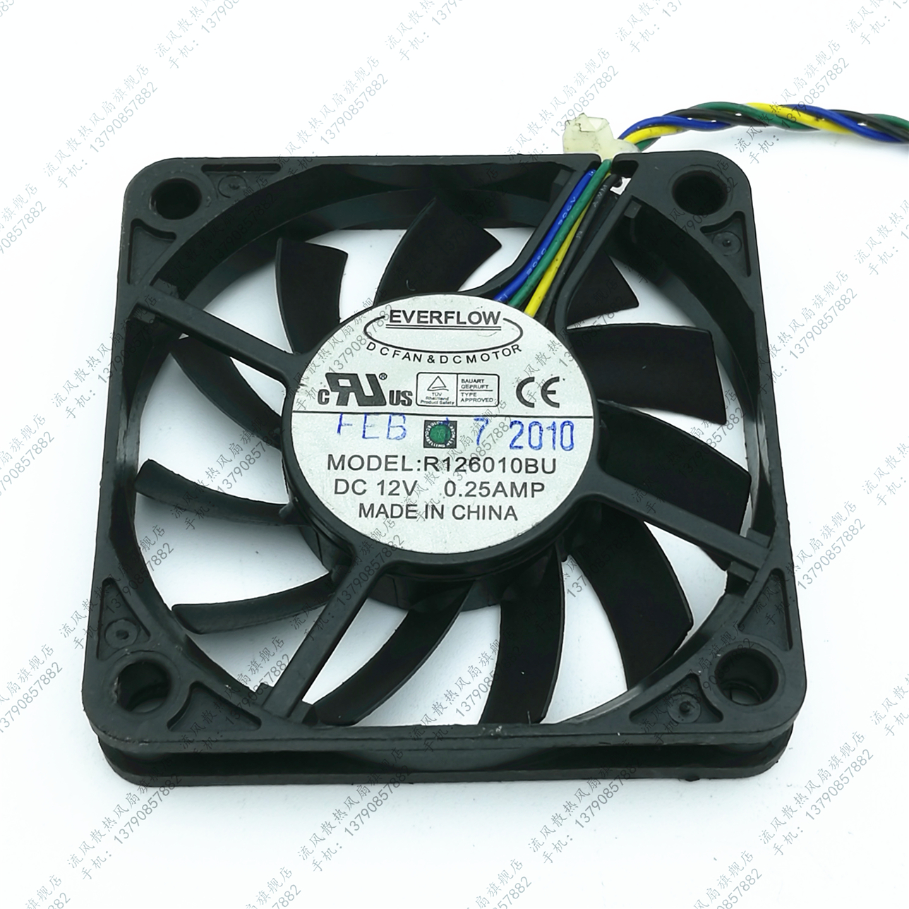 台湾EVERFLOW 6010 6CM 12V 0.25A R126010BU 4线CPU 散热风扇