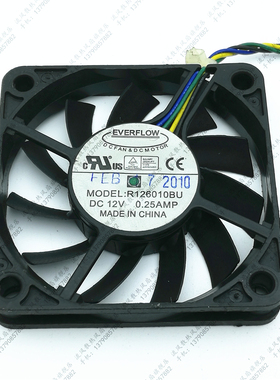 台湾EVERFLOW 6010 6CM 12V 0.25A R126010BU 4线CPU 散热风扇