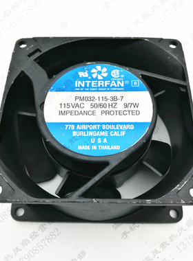 原装 INTERFAN PM032-115-3B-7 AC115V 9/7W 8038 铝框 散热风扇