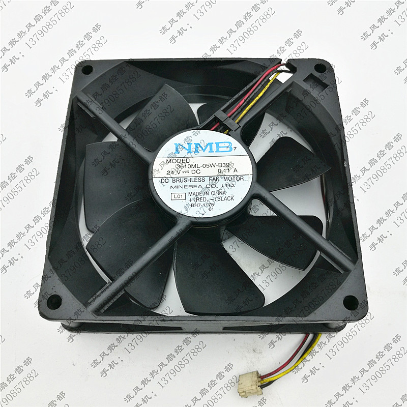 NMB 3610ML-05W-B39 9025 24V 0.11A 9CM 3线滚珠机箱 变频器风扇