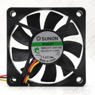 0000 G99 6CM SUNON 3线静音风扇 1.44W MB60101V1 12V 原装 6010