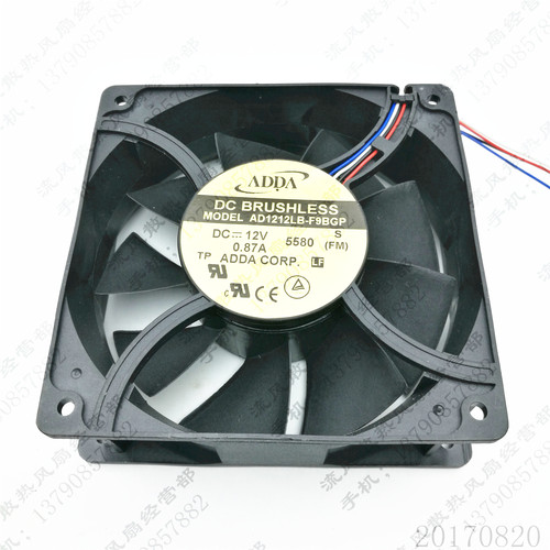 原装 ADDA AD1212LB-F9BGP 12V 0.87A 12038 12CM 4线PWM散热风扇