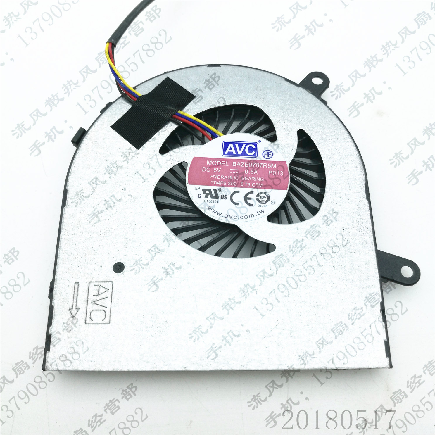 原装 AVC BAZE0707R5M P013 01TMP6:X02 DC5V 0.6A 笔记本CPU风扇
